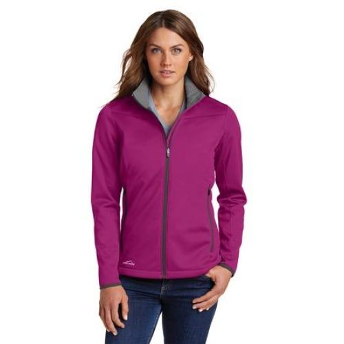 Custom Logo Eddie Bauer Women's Pink Lotus-Grey Steel Trail Soft Shell  Jacket